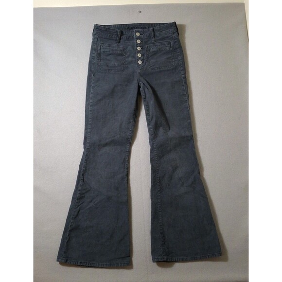 American Eagle Outfitters Pants - American Eagle Pants Womens 6 Gray Super Hi Rise Flare Corduroy Stretch Leg